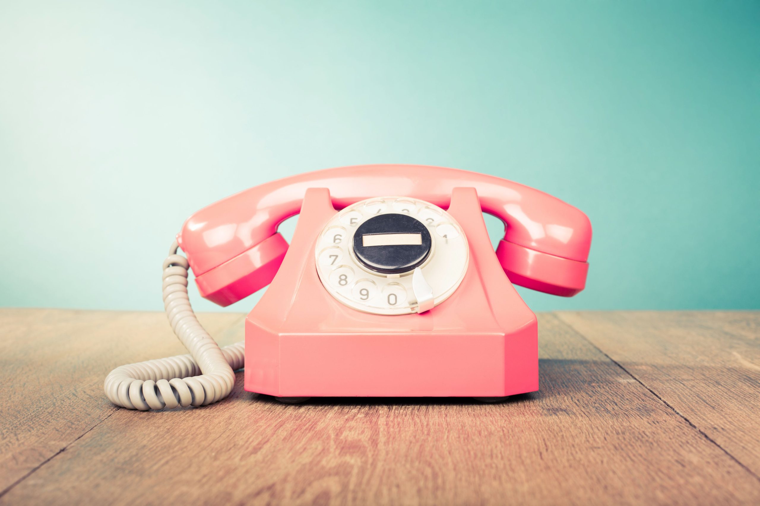 Pink phone on a desk