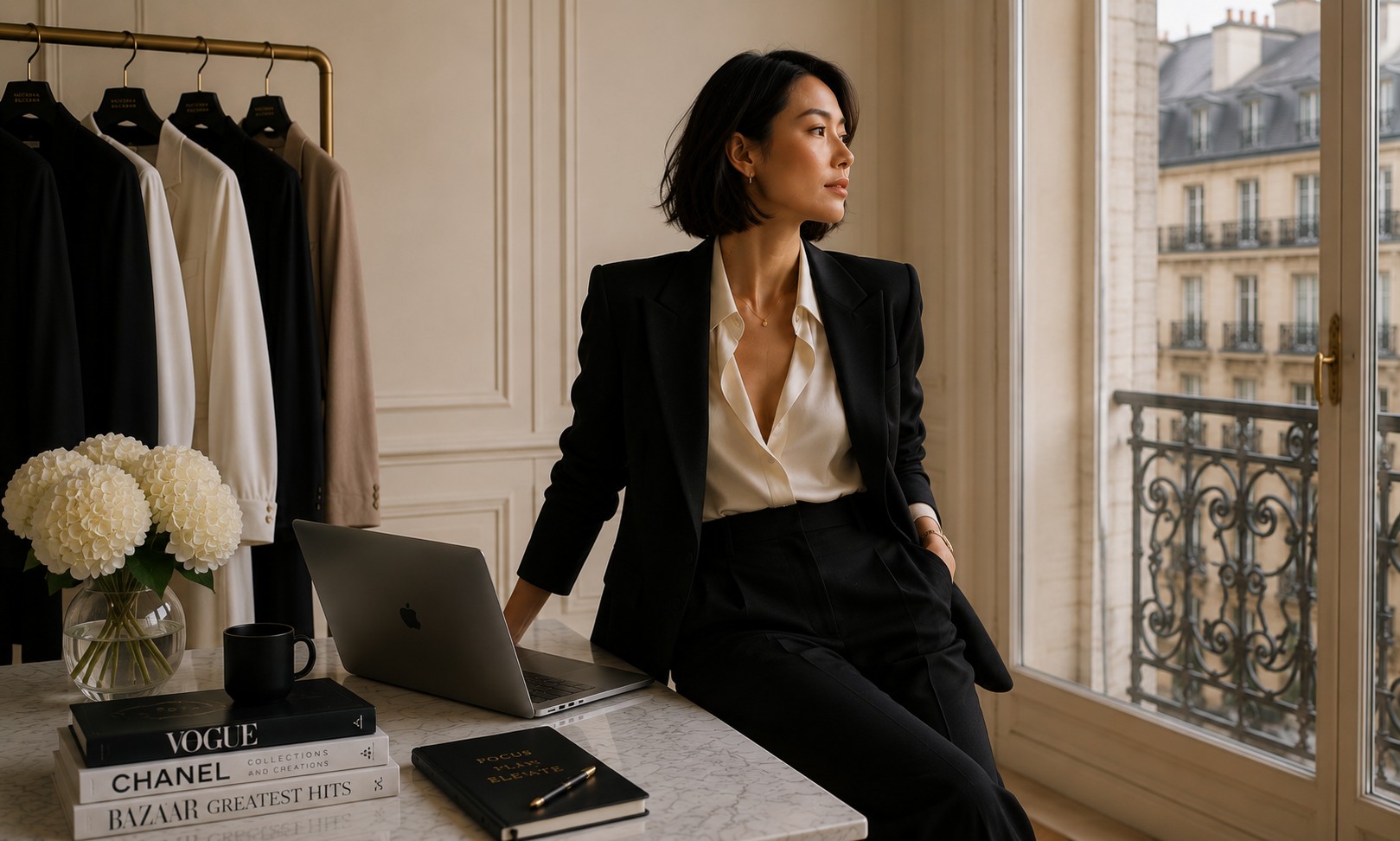 Woman's executive manager with elegant white dress